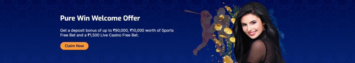 Pure Win Casino India Welcome Bonus